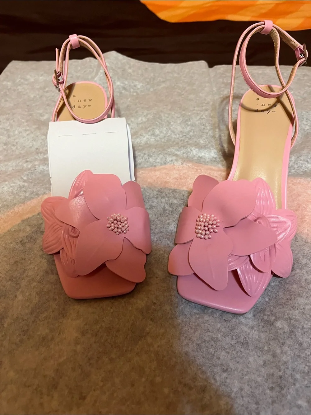 a new day Pink Floral Petal Ankle Strap Sandals